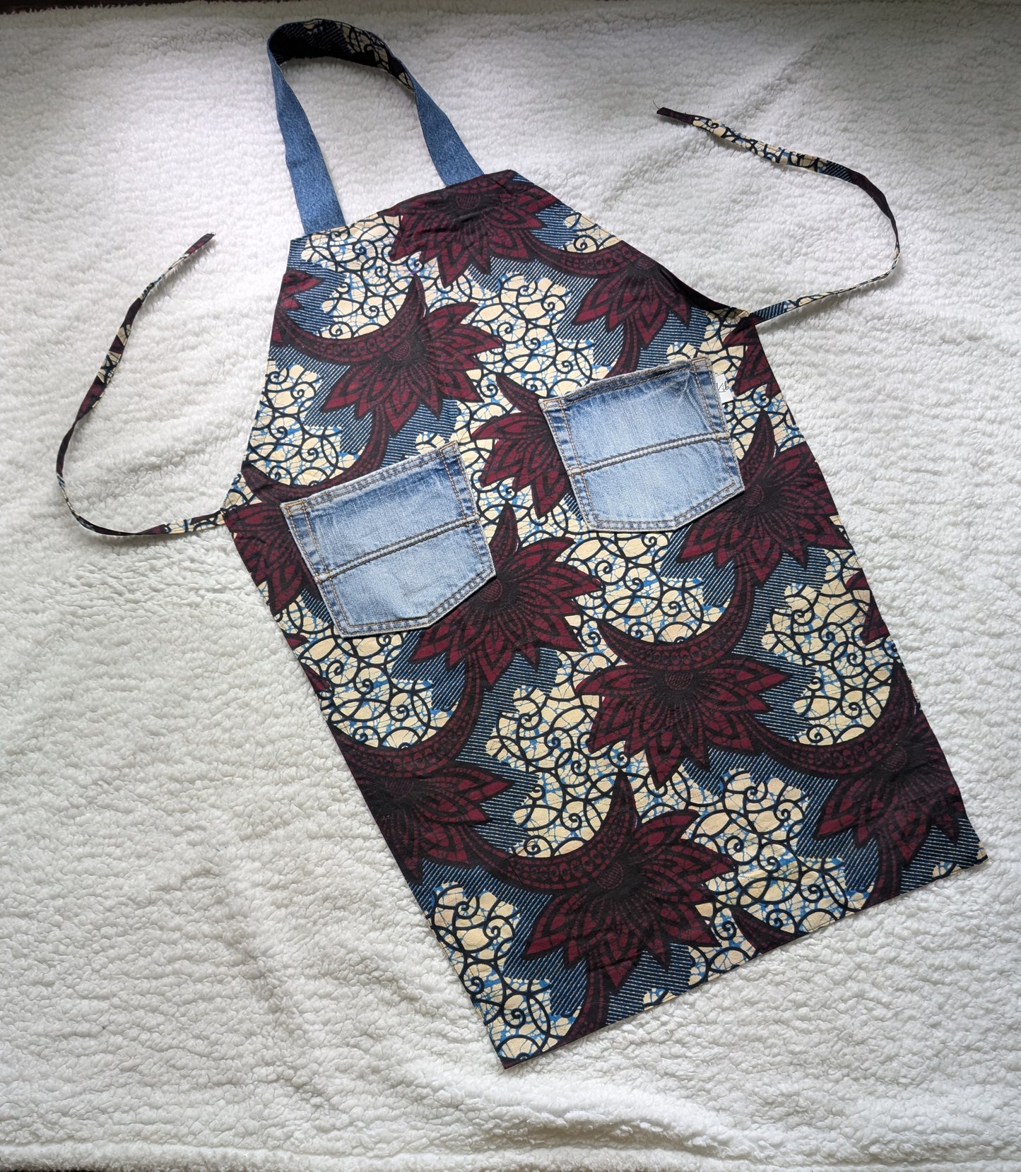 Apron with Repurposed Denim Pockets