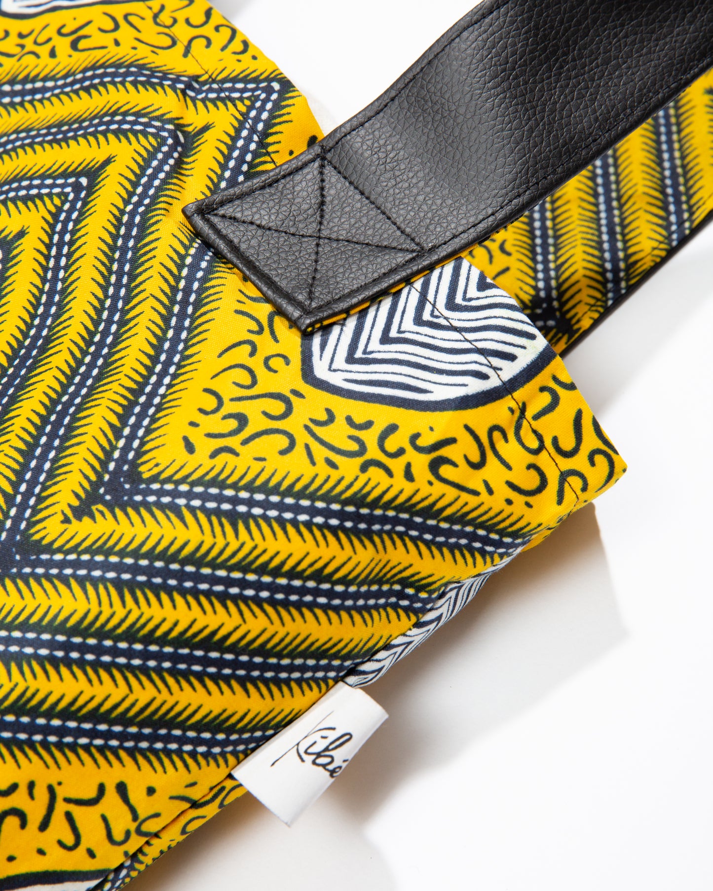 African Print Tote  with Faux Leather Straps (Vegan!)