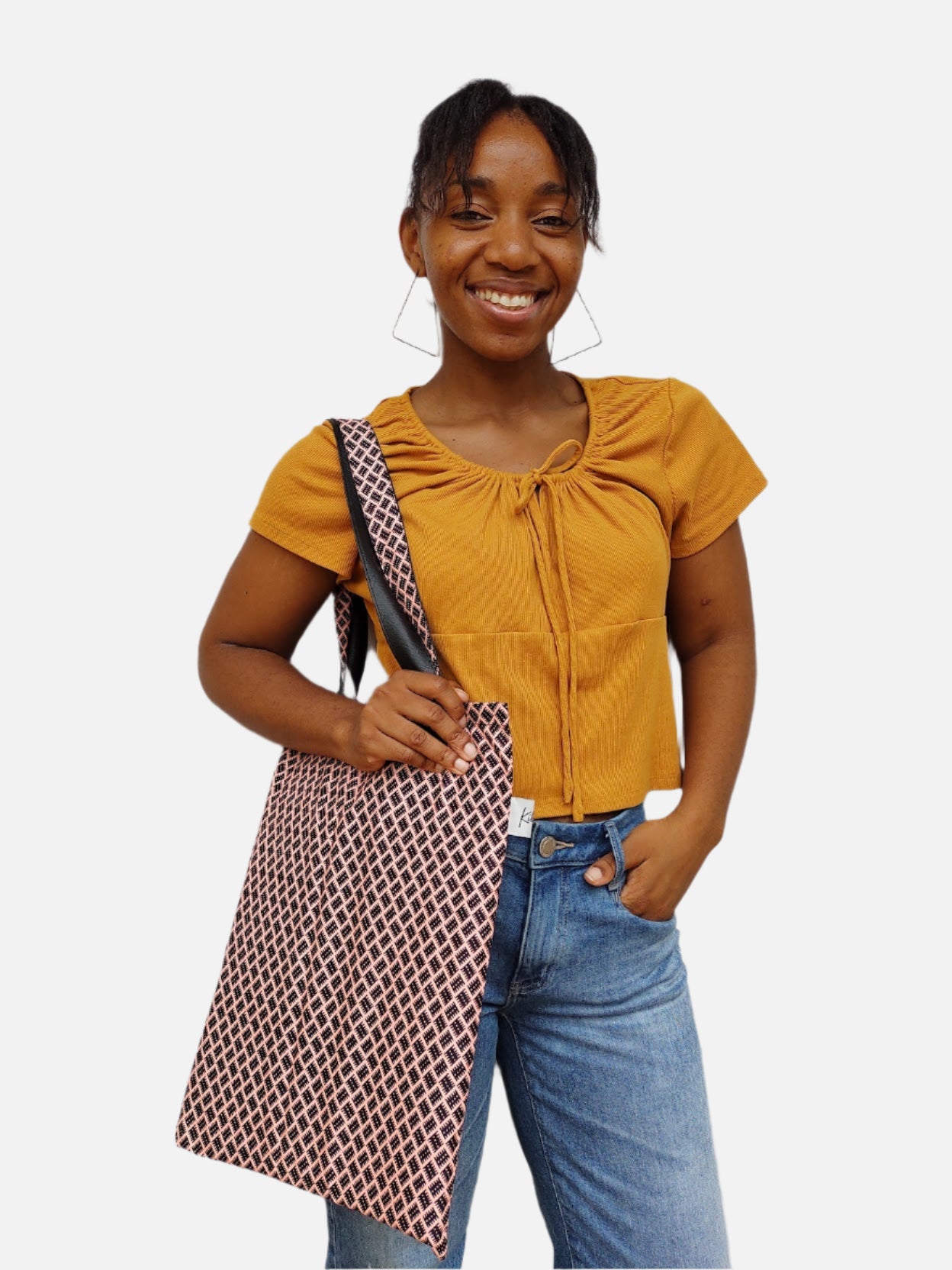 Tote: African Print with Faux Leather Straps (Vegan!)