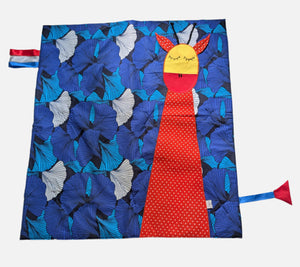 Colorful children's play mat with a giraffe on a textured surface