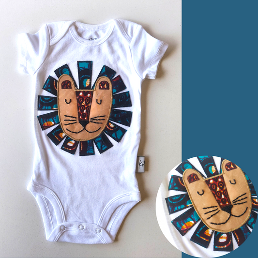 baby lion onesie blue